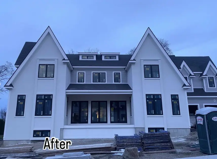 After finished hardcoat stucco exterior transformation